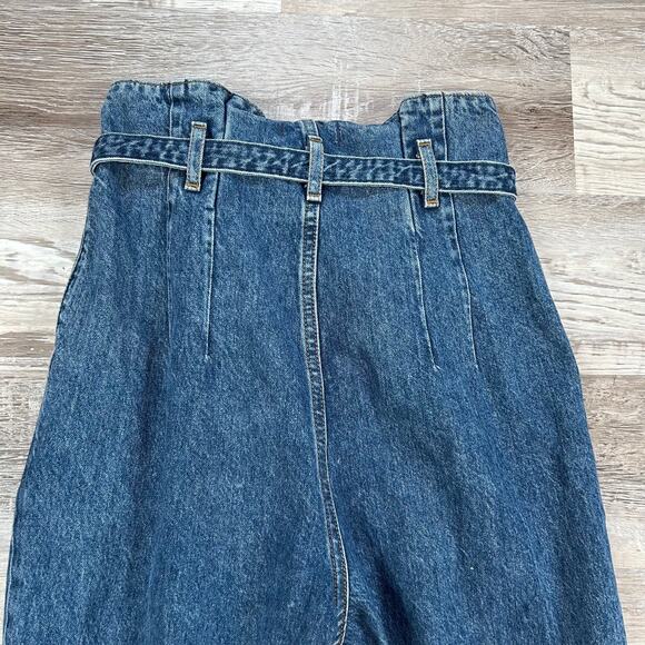 Abercrombie A&F Mom Jeans Dark Wash High Rise Belted Frayed Hem 26 2R - Picture 8 of 9